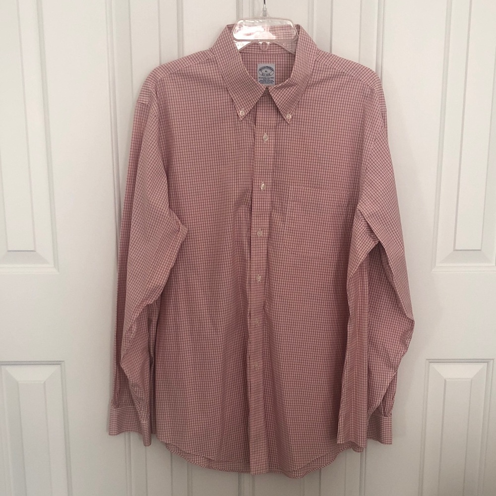 Brooks Brothers Maroon and Orange Plaid Shirt